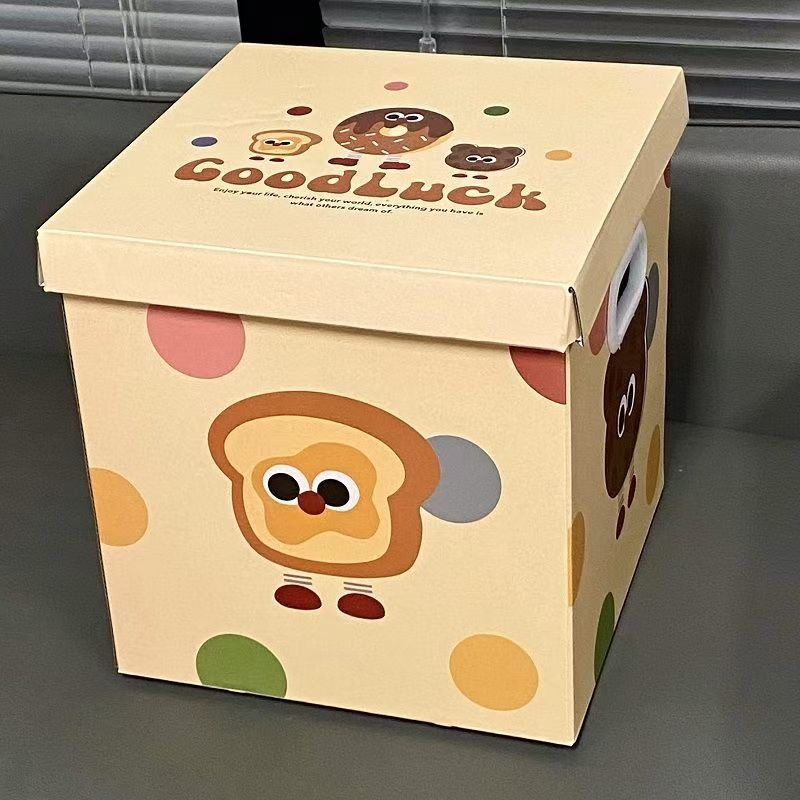 Cutie cadou mare din carton gri, seria biscuiților în desene animate