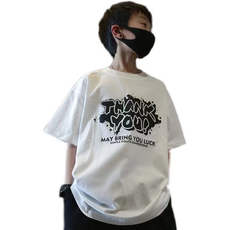 Tricou pentru copii din bumbac 100% cu mâneci scurte, vară 2024, stil coreean
