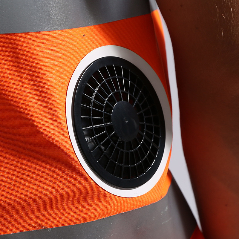 Îmbrăcăminte de vară cu ventilator pentru răcire, vestă reflectorizantă de siguranță și curea de siguranță pentru muncă în aer liber