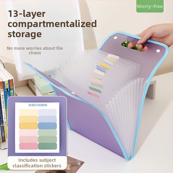 Fișier acordeon A4 cu 13 compartimente, vertical, pentru documente ale elevilor