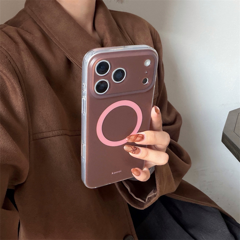 Jinyi IMD husă magnetică pentru iPhone 13–17 Pro/Pro Max, design color-block, culoare solidă, carcasă din acrilic dur, dublu strat, protecție anti-cădere