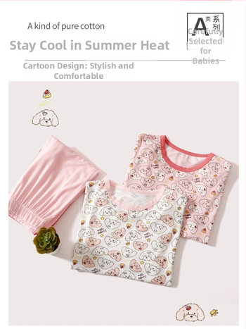 Set de pijamale de vară pentru copii, mâneci ¾, material Ecocos ușor și respirabil, pijama cu senzație răcoroasă, Clasa A