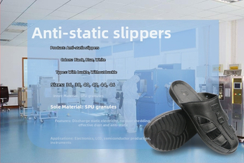 Slapi antistatice cu protecție a degetelor pentru atelier, ESD, bărbați, PVC negru, PU alb, SPU