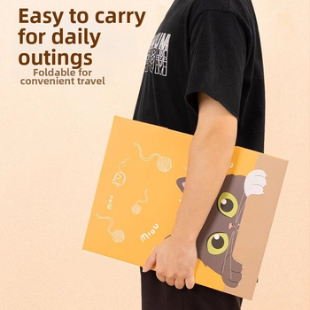 Cutie de nisip pentru pisici, de unică folosință, anti-strop, extra-large, pliabilă și portabilă, semi-închisă, pătrată, din carton