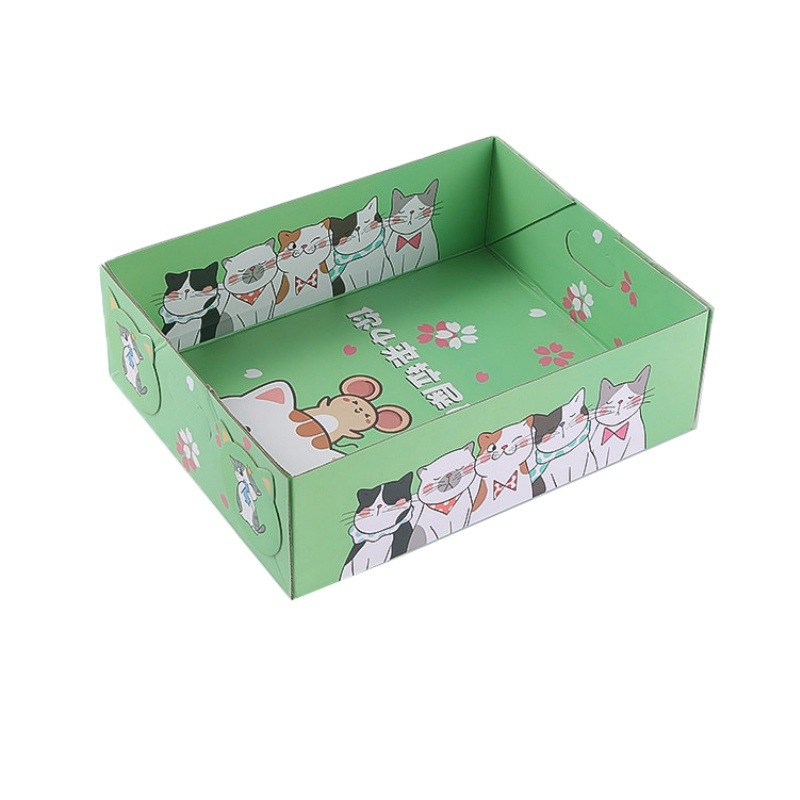 Cutie de nisip pentru pisici, de unică folosință, anti-strop, extra-large, pliabilă și portabilă, semi-închisă, pătrată, din carton
