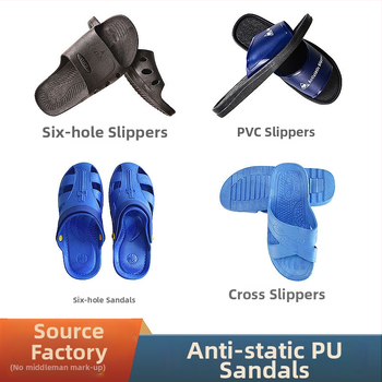 Sandale PU antistatice, negre, cu talpă antiderapantă și curele încrucișate, pentru atelierul electronic