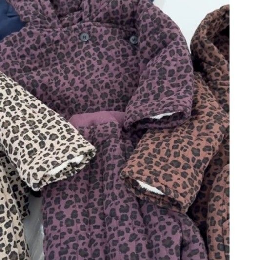Set pentru copii cu glugă din bumbac, căptușit cu fleece, imprimeu leopard, pentru toate anotimpurile