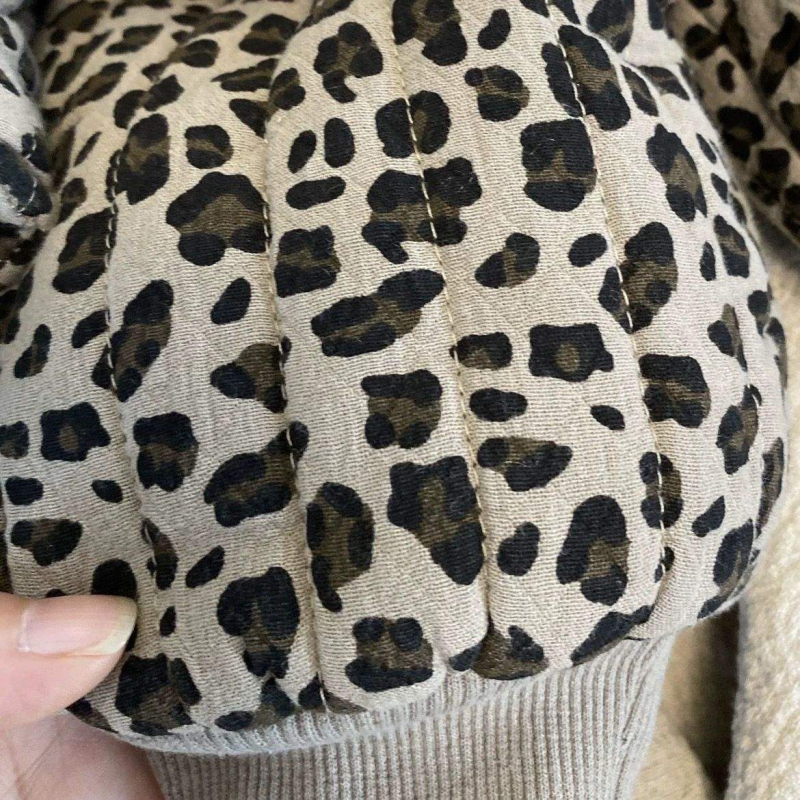 Set pentru copii cu glugă din bumbac, căptușit cu fleece, imprimeu leopard, pentru toate anotimpurile