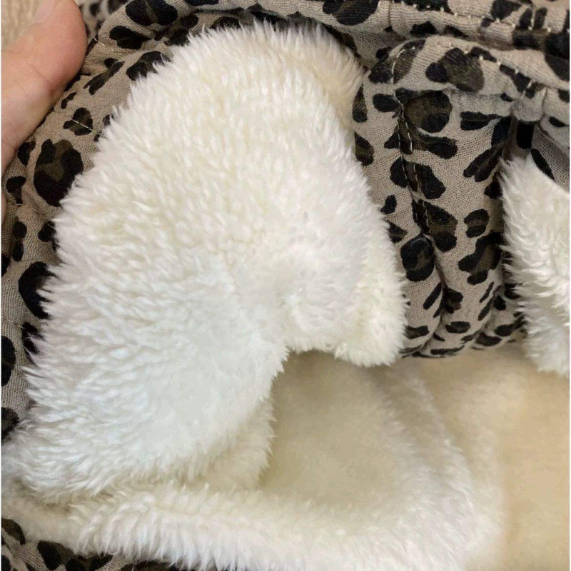 Set pentru copii cu glugă din bumbac, căptușit cu fleece, imprimeu leopard, pentru toate anotimpurile