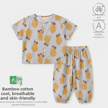 Set de pijamale de vară, două piese, pentru copii 0–3 ani, mâneci scurte, unisex, imprimeu cu desene animate