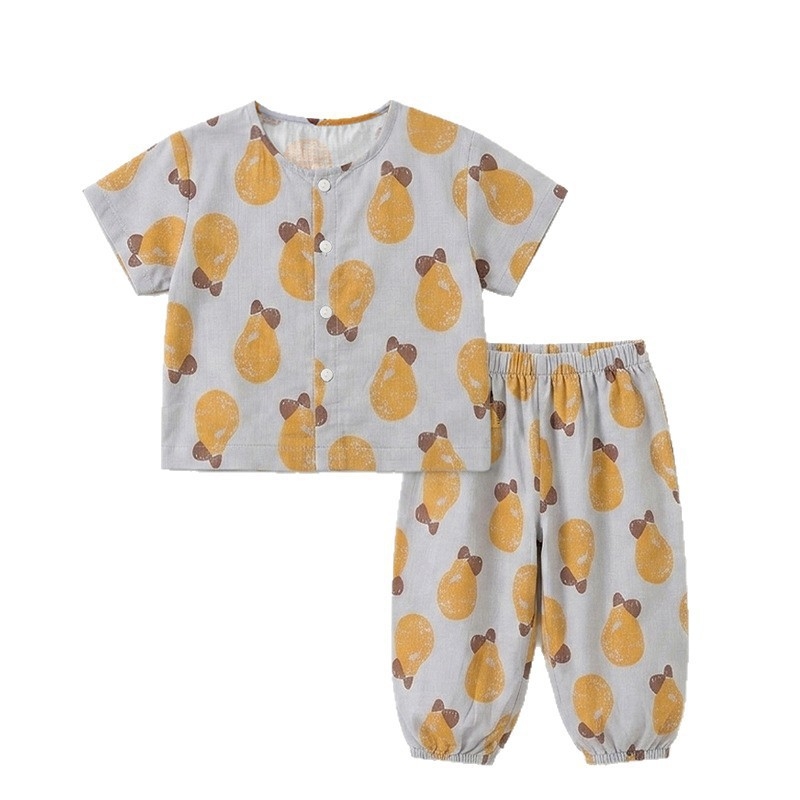 Set de pijamale de vară, două piese, pentru copii 0–3 ani, mâneci scurte, unisex, imprimeu cu desene animate