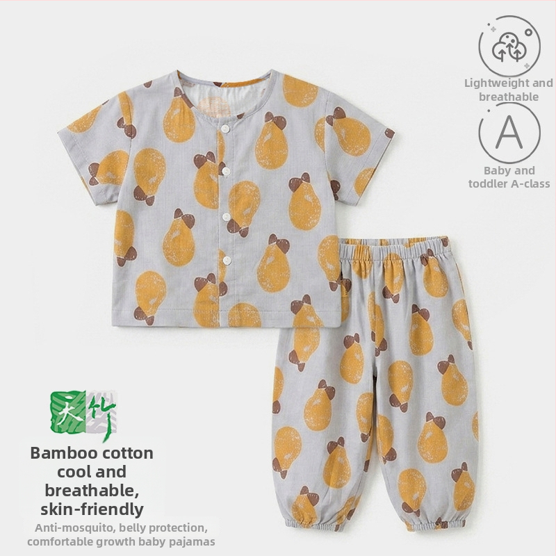 Set de pijamale de vară, două piese, pentru copii 0–3 ani, mâneci scurte, unisex, imprimeu cu desene animate