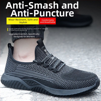Pantofi de protecție pentru bărbați, vară, din țesătură respirabilă, anti-miros, rezistenți la șocuri și perforare, talpă ușoară, durabili și antiderapante
