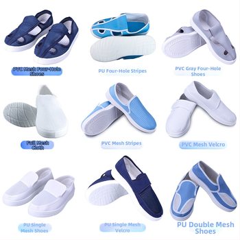Pantofi anti-statți personalizabili pentru camere curate, albi, cu talpă SPU/PU/PVC, patru orificii pentru șiret