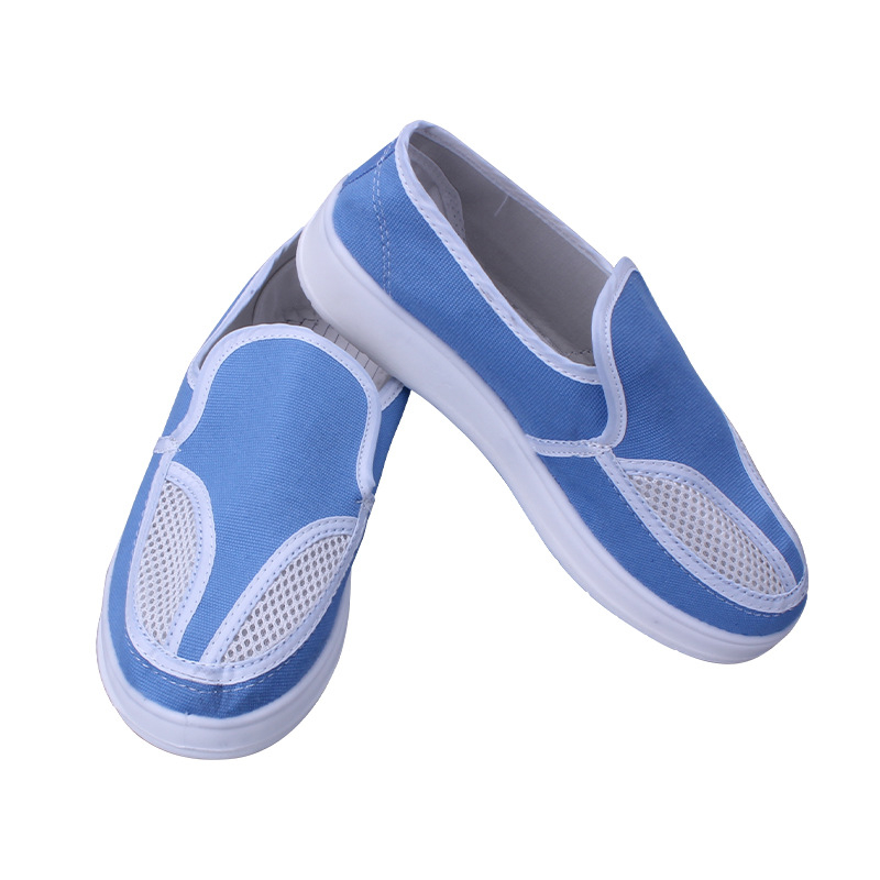 Pantofi anti-statți personalizabili pentru camere curate, albi, cu talpă SPU/PU/PVC, patru orificii pentru șiret