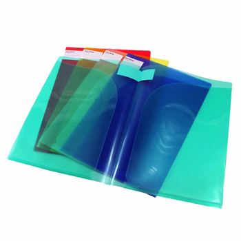 Dosar din plastic A4 cu două inserții, buzunare colorate, capac cu buzunar, imprimare a logo-ului