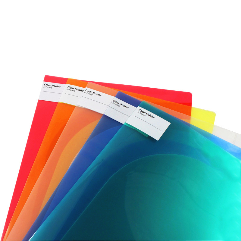 Dosar din plastic A4 cu două inserții, buzunare colorate, capac cu buzunar, imprimare a logo-ului