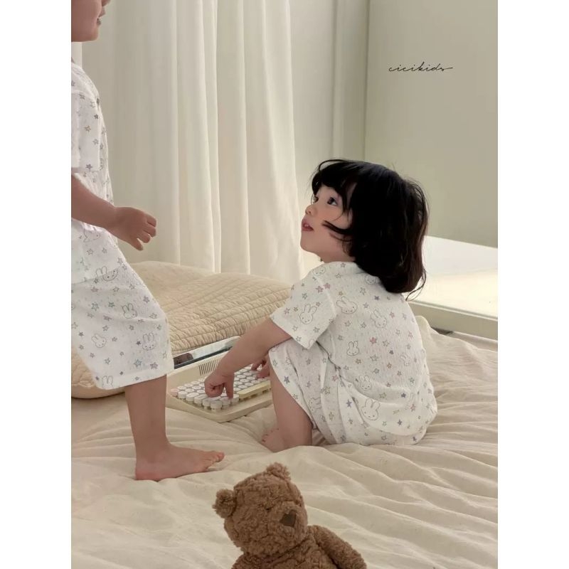 Set de pijamale pentru copii, vară, stil coreean, bumbac respirabil, două piese, imprimat desen animat