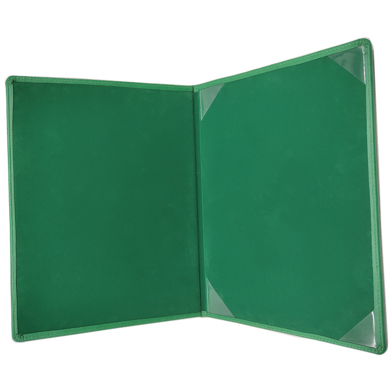 PUA4 Dosar din piele verde pentru certificate cu siglă - personalizabil