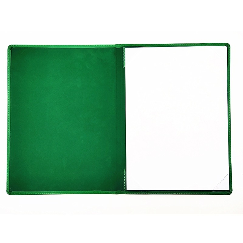 PUA4 Dosar din piele verde pentru certificate cu siglă - personalizabil