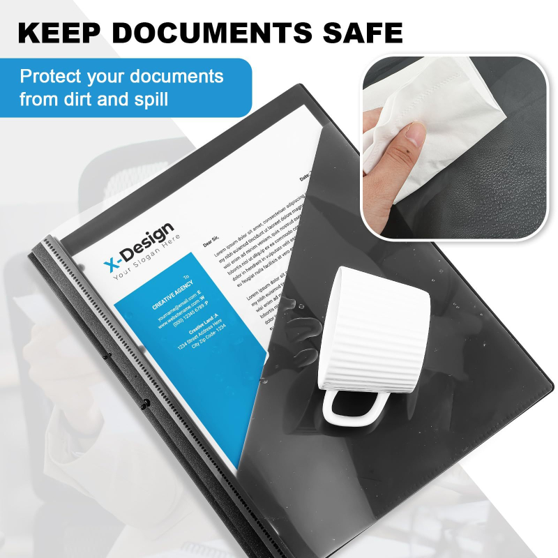 Dosar A4 din plastic PP, cu clip tadpole, pliabil, rezistent la apă, durabil pentru documente