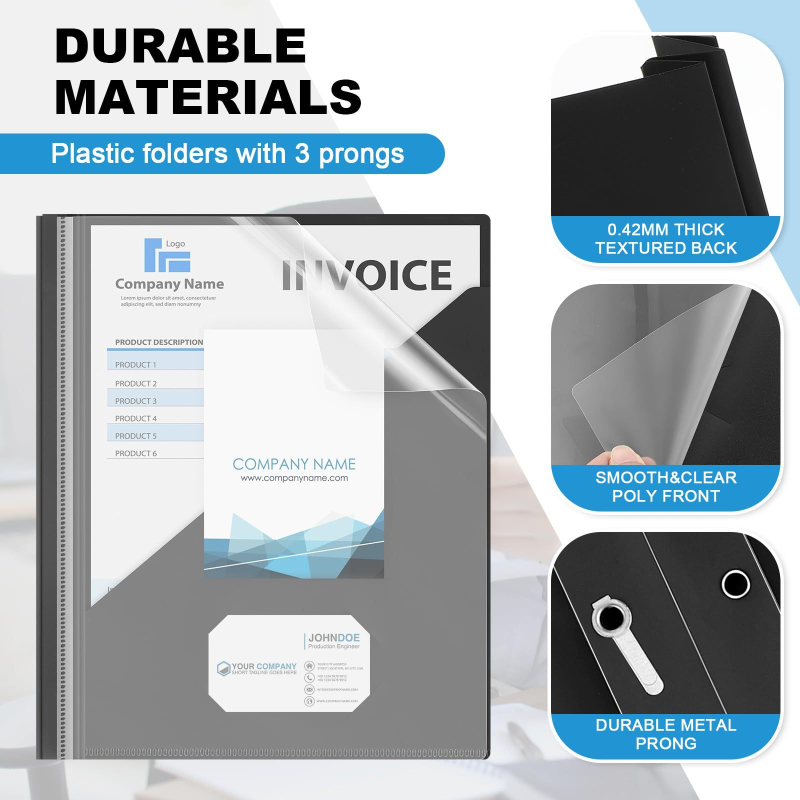Dosar A4 din plastic PP, cu clip tadpole, pliabil, rezistent la apă, durabil pentru documente