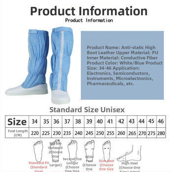 Pantofi botă anti-statice lungi personalizabili, talpă PU groasă, moale, plasă respirabilă, potriviți pentru spații curate, bocanci înalți, imprimare logo disponibil