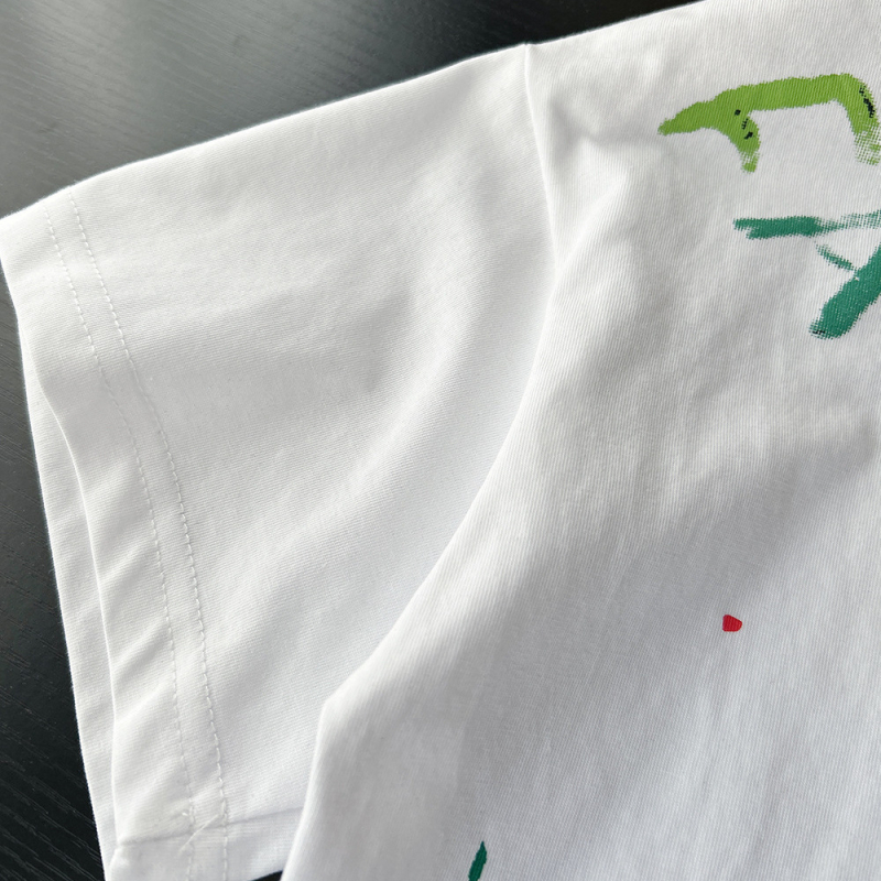 Tricou scurt pentru copii, alb, vară 2025, din bumbac ușor, imprimeu cu puncte colorate, evacuează umezeala, pentru copii 3–8 ani (100–140 cm)