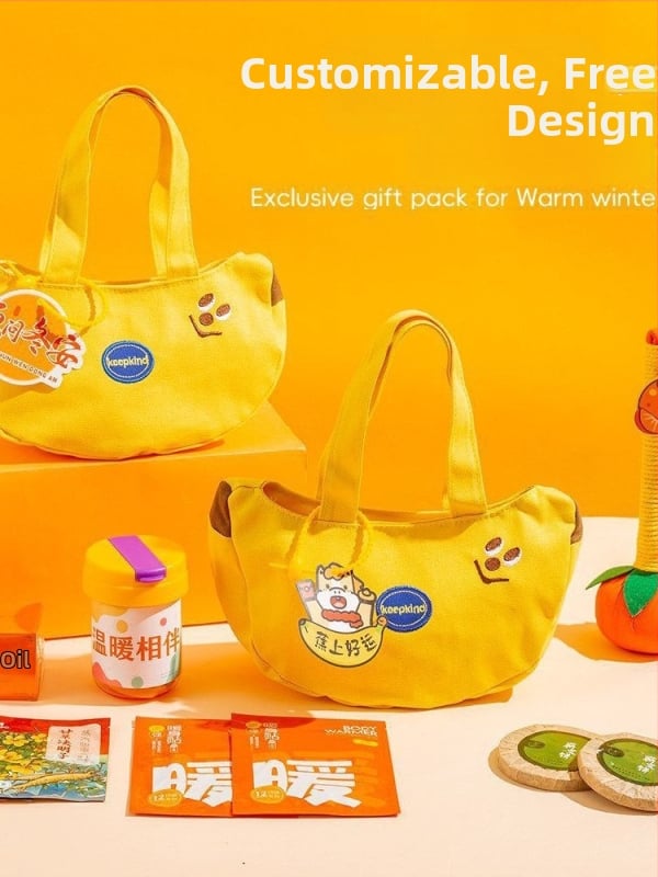 Geantă din pânză în formă de banană, drăguță, pentru muncă și uz zilnic