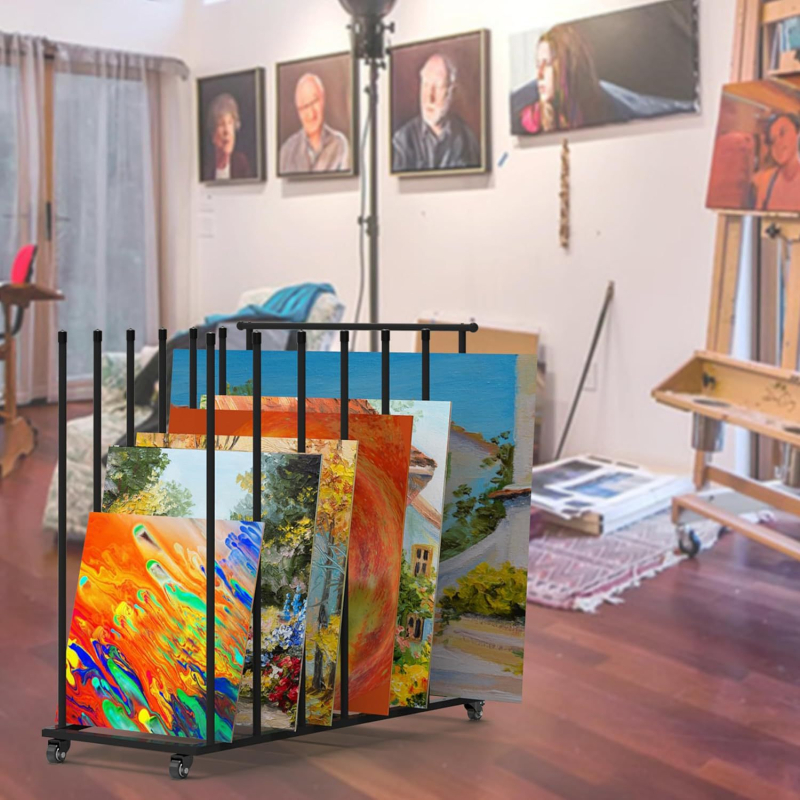 Raft modern de depozitare pentru plăci de pictură, cărucior metalic de depozitare, uscător multifuncțional pentru pictură