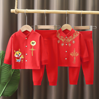 Set de lenjerie din bumbac pentru bebeluși, talie înaltă, protecție abdominală, unisex, roșu, pentru 0–12 luni