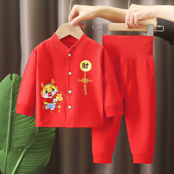 Set de lenjerie din bumbac pentru bebeluși, talie înaltă, protecție abdominală, unisex, roșu, pentru 0–12 luni
