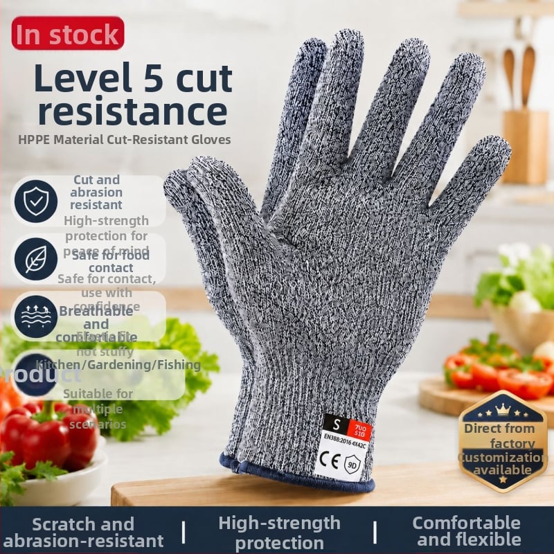 Mănuși HPPE anti-tăiere, alimentare, pentru bucătărie, grădină și pescuit – rezistente la uzură, protecție