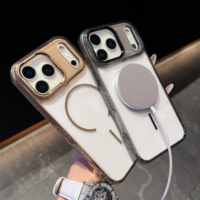 Carcasă din acrilic pentru iPhone 15/15 Pro/16 Pro/16 Pro Max/17 Pro/17 Pro Max — transparentă, atașare magnetică, antiderapant, protecție completă, rezistentă la șocuri