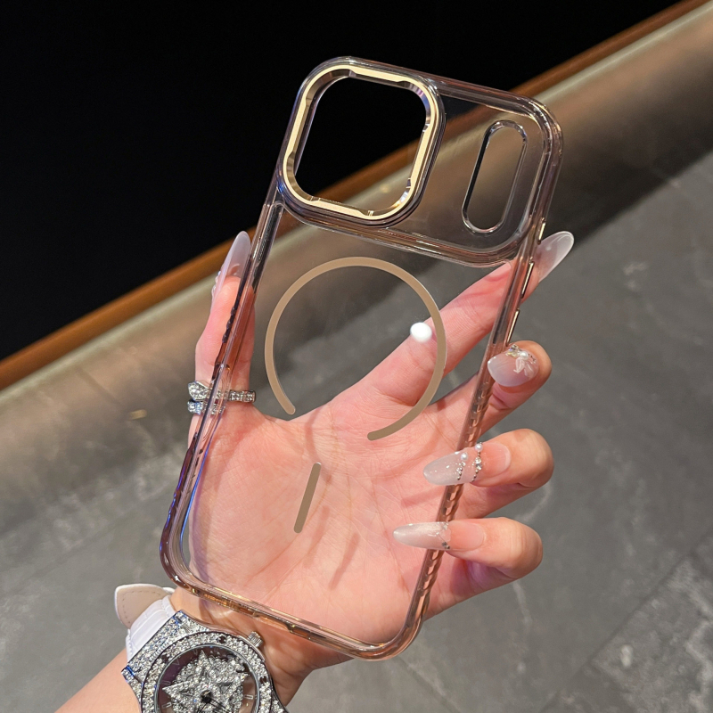 Carcasă din acrilic pentru iPhone 15/15 Pro/16 Pro/16 Pro Max/17 Pro/17 Pro Max — transparentă, atașare magnetică, antiderapant, protecție completă, rezistentă la șocuri