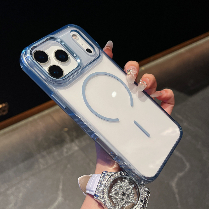 Carcasă din acrilic pentru iPhone 15/15 Pro/16 Pro/16 Pro Max/17 Pro/17 Pro Max — transparentă, atașare magnetică, antiderapant, protecție completă, rezistentă la șocuri