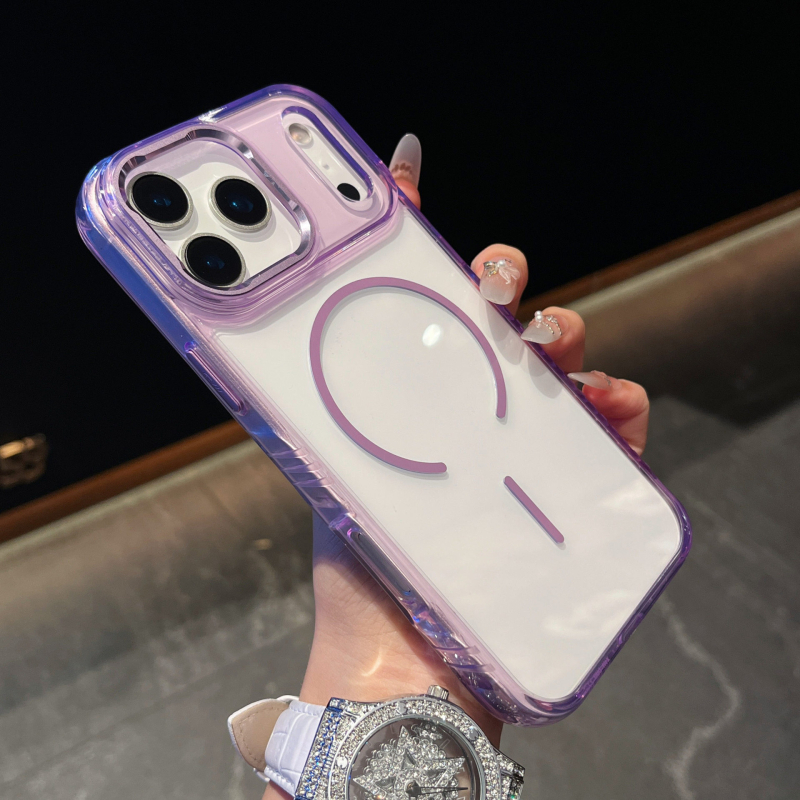 Carcasă din acrilic pentru iPhone 15/15 Pro/16 Pro/16 Pro Max/17 Pro/17 Pro Max — transparentă, atașare magnetică, antiderapant, protecție completă, rezistentă la șocuri