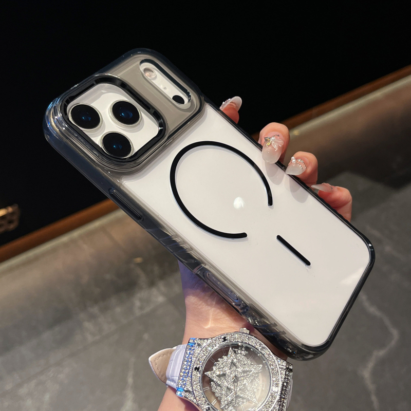Carcasă din acrilic pentru iPhone 15/15 Pro/16 Pro/16 Pro Max/17 Pro/17 Pro Max — transparentă, atașare magnetică, antiderapant, protecție completă, rezistentă la șocuri