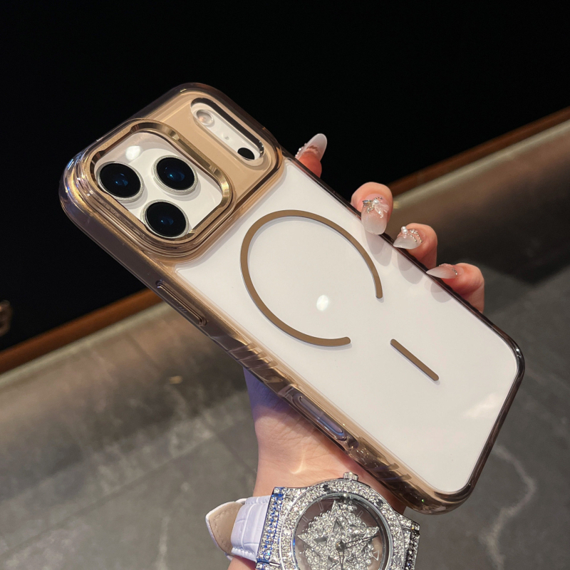 Carcasă din acrilic pentru iPhone 15/15 Pro/16 Pro/16 Pro Max/17 Pro/17 Pro Max — transparentă, atașare magnetică, antiderapant, protecție completă, rezistentă la șocuri