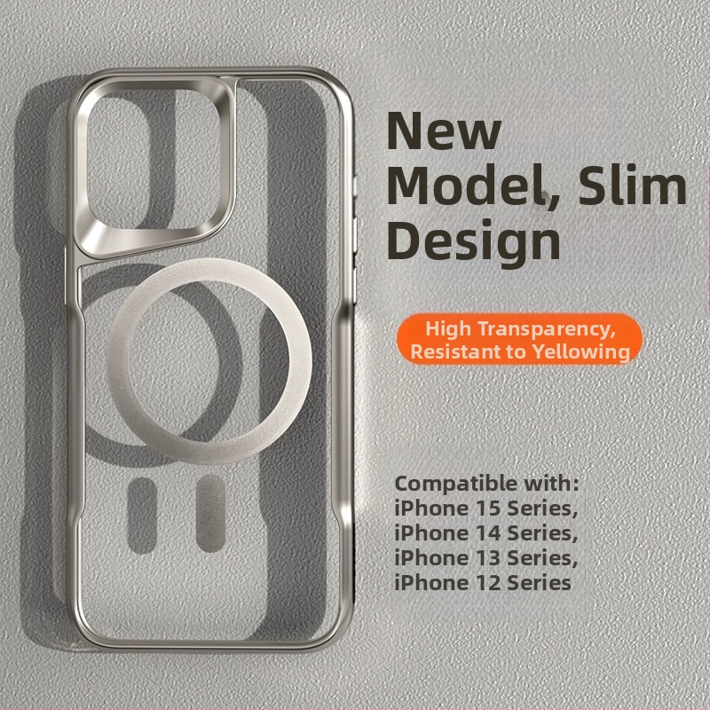 Carcasă magnetică de protecție pentru iPhone – transparentă, profil subțire