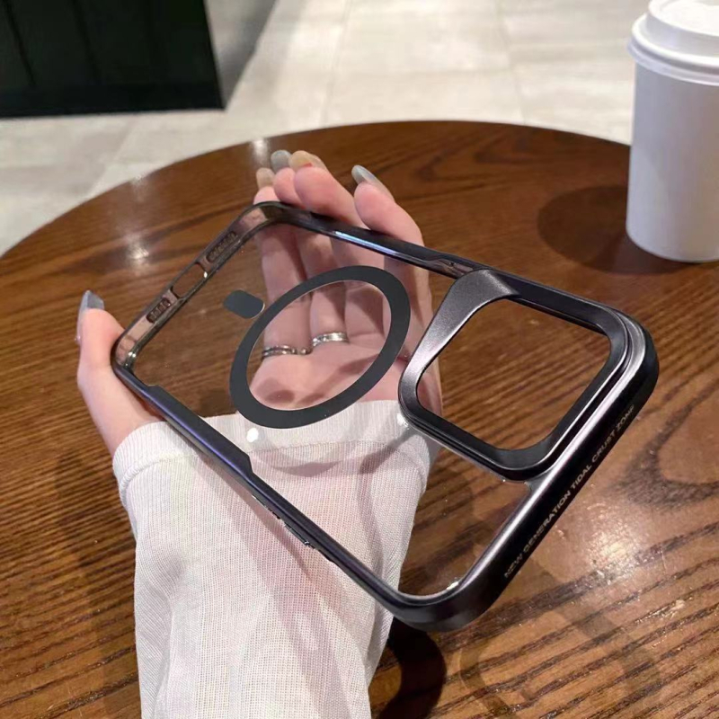 Carcasă magnetică de protecție pentru iPhone – transparentă, profil subțire