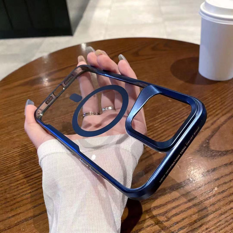 Carcasă magnetică de protecție pentru iPhone – transparentă, profil subțire