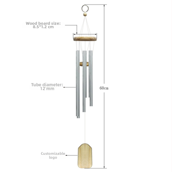 Clopoțel de vânt cu 6 țevi, din lemn de pin și metal, decor suspendat pentru exterior, stil pastoral nordic