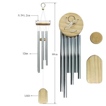 Clopoțel de vânt cu 6 țevi, din lemn de pin și metal, decor suspendat pentru exterior, stil pastoral nordic