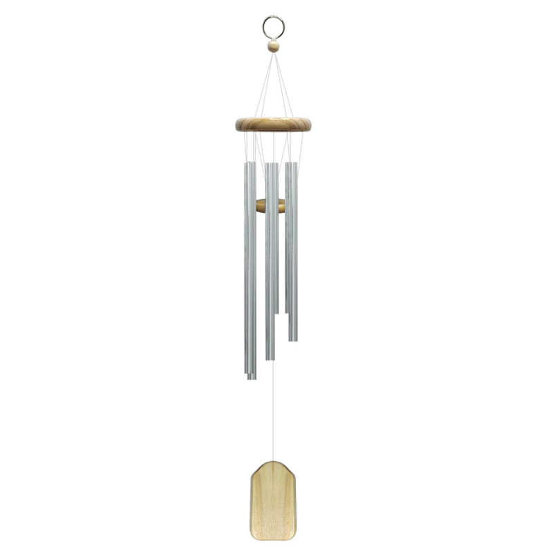 Clopoțel de vânt cu 6 țevi, din lemn de pin și metal, decor suspendat pentru exterior, stil pastoral nordic