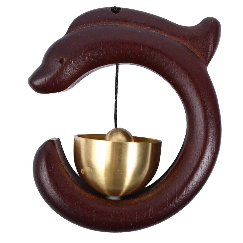Cioc de vânt Dopamin cu clopot din cupru, sonerie magnetică de interior, decor suspendat minimalist și magnet de frigider din lemn