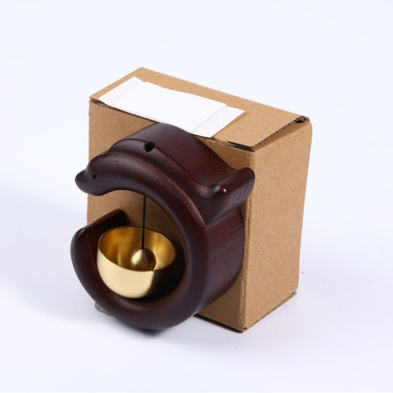 Cioc de vânt Dopamin cu clopot din cupru, sonerie magnetică de interior, decor suspendat minimalist și magnet de frigider din lemn
