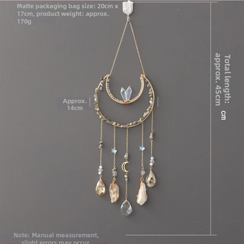 Piatră naturală premium, far de soare cu Copacul Vieții și dreamcatcher, pandantiv cu clopot de vânt
