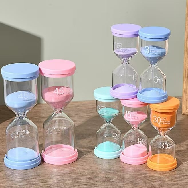Cronometru din plastic în formă de macaron, clepsidră pentru copii, ornament creativ de timp, design modern minimalist