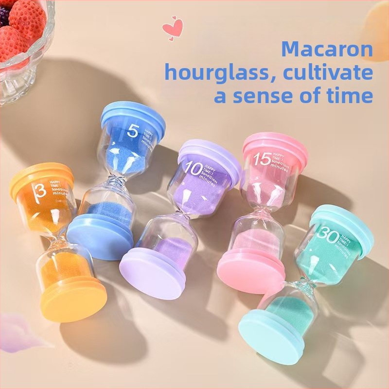 Cronometru din plastic în formă de macaron, clepsidră pentru copii, ornament creativ de timp, design modern minimalist